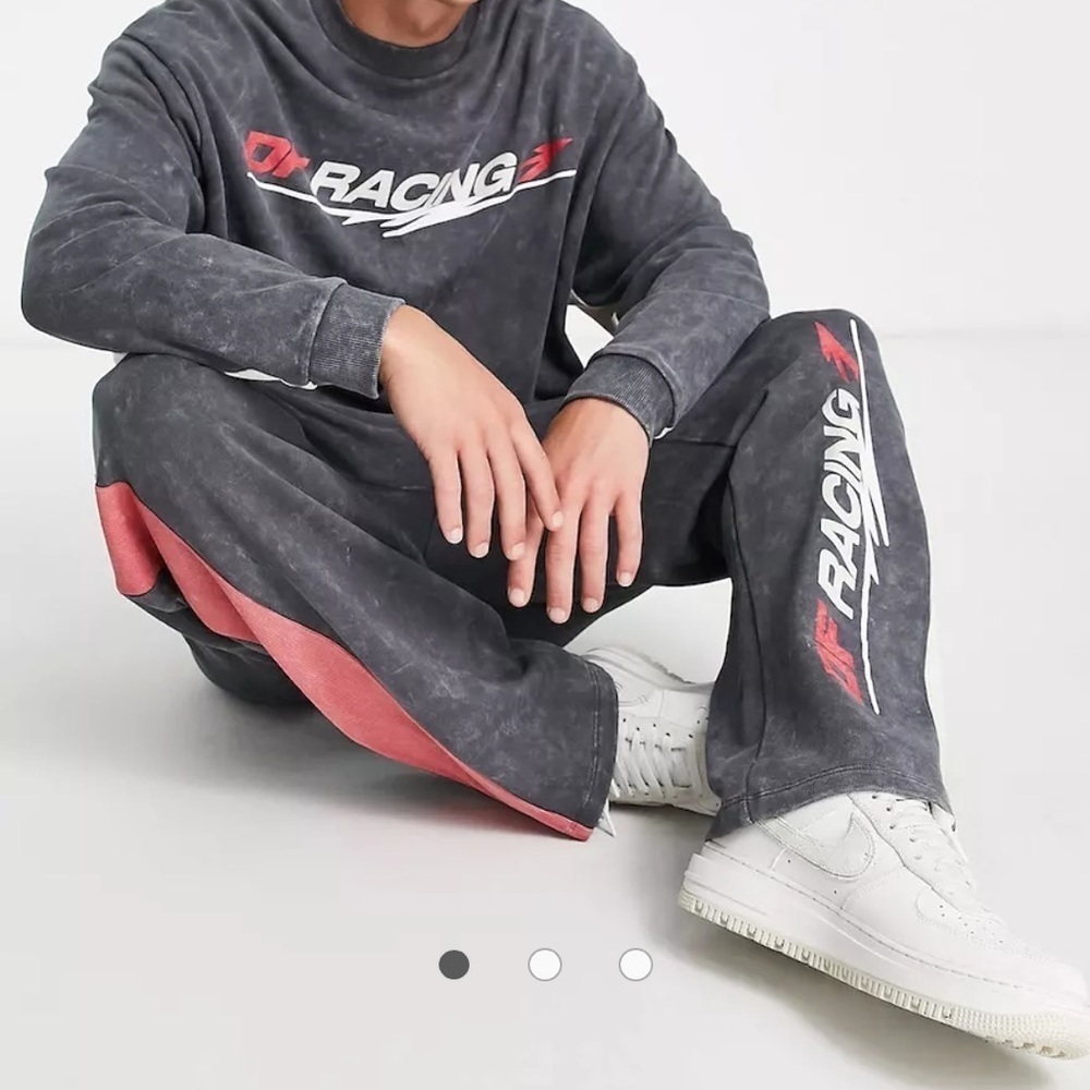 NWOT asos design DF racing‎ gray, red, cream sweat pants B55